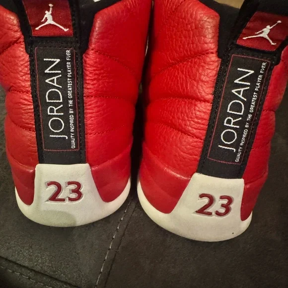 Jordan Men's Red and White Sneakers - Picture 3 of 4